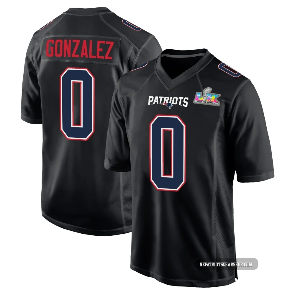 Christian Gonzalez ＃0 New England Patriots Game Carbon Fashion Super Bowl LX Patch Jersey - Men's Black