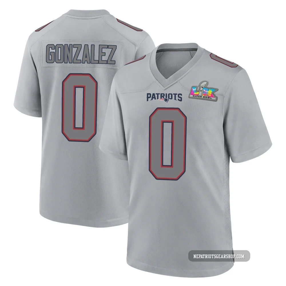 Christian Gonzalez ＃0 New England Patriots Game Silver Atmosphere Fashion Super Bowl LX Patch Jersey - Youth