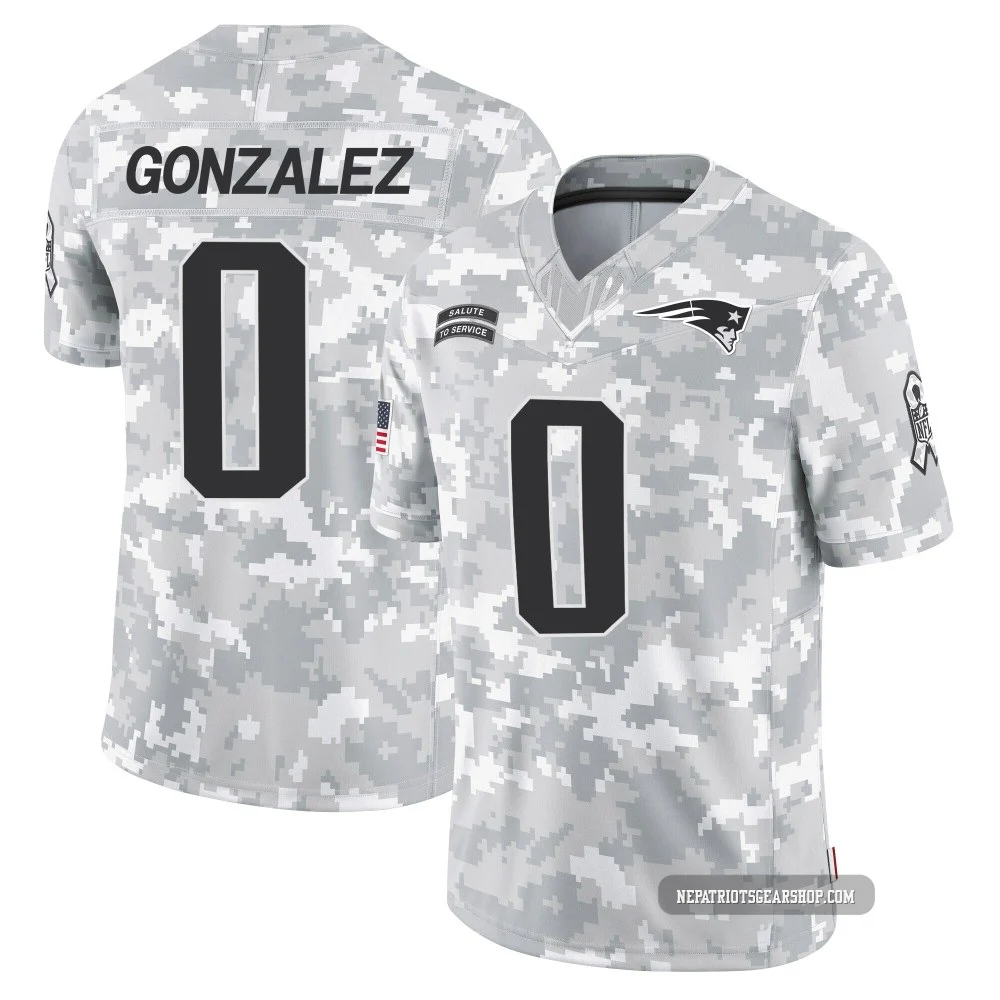 Christian Gonzalez ＃0 New England Patriots Limited 2024 Salute to Service Jersey - Youth Arctic Camo