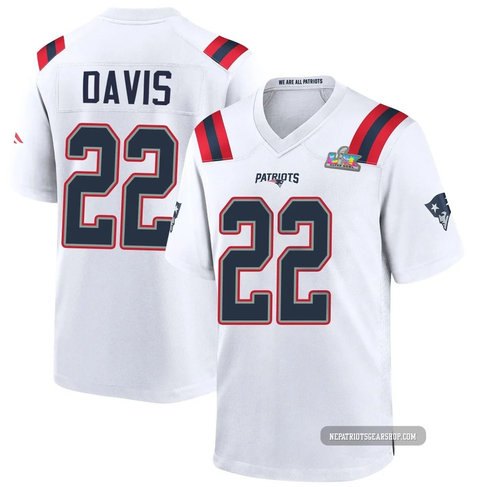 Cody Davis ＃22 New England Patriots Game Super Bowl LX Patch Jersey - Youth White