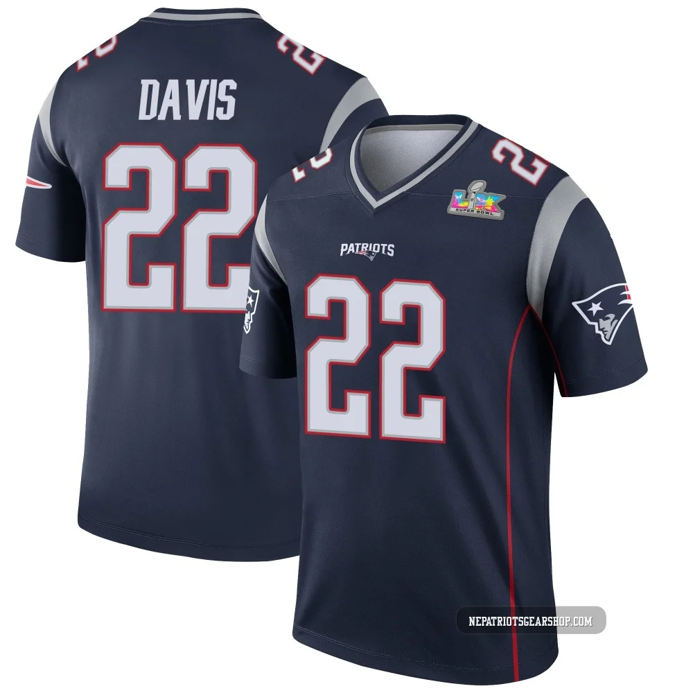 Cody Davis ＃22 New England Patriots Legend Super Bowl LX Patch Jersey - Men's Navy