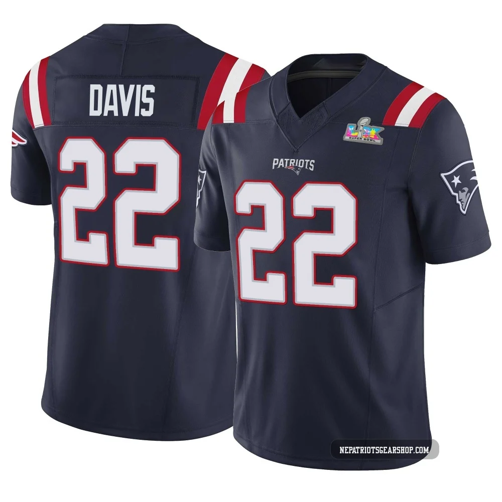 Cody Davis ＃22 New England Patriots Limited Vapor F.U.S.E. Super Bowl LX Patch Jersey - Youth Navy