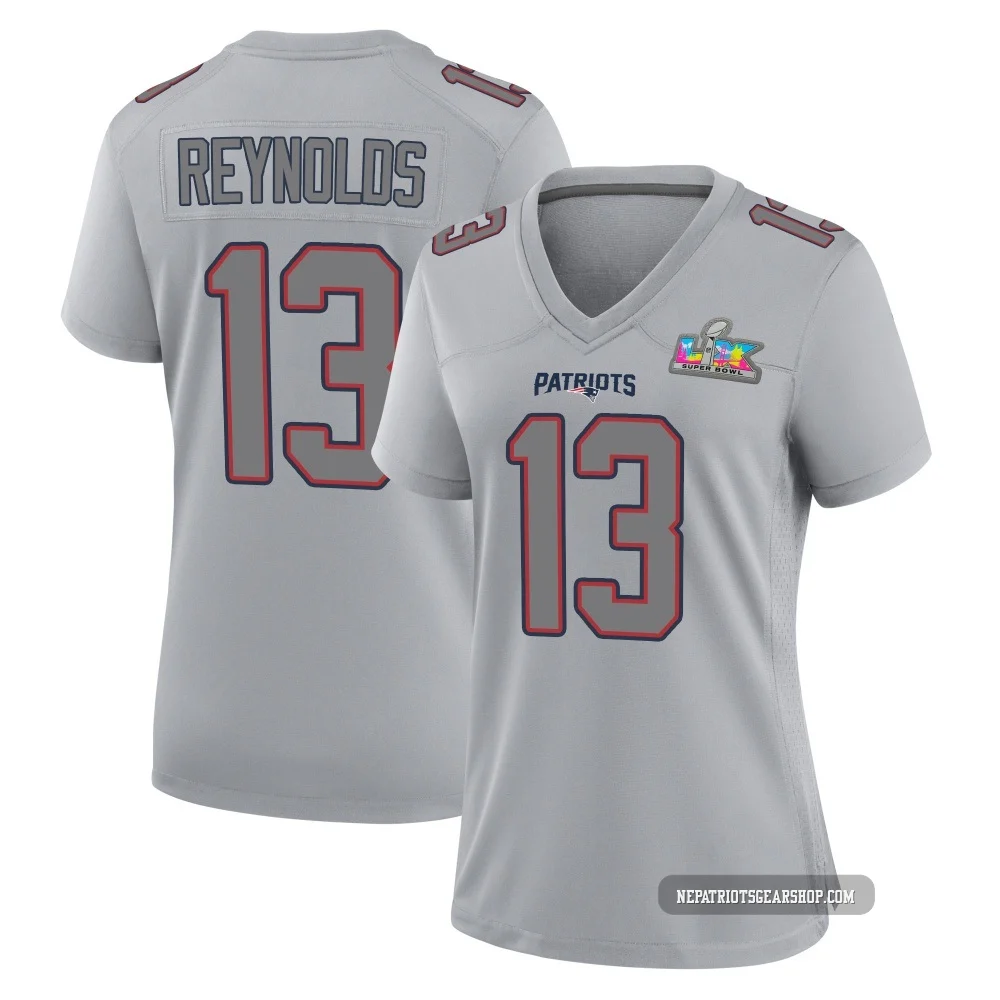 Craig Reynolds ＃13 New England Patriots Game Silver Atmosphere Fashion Super Bowl LX Patch Jersey - Women's