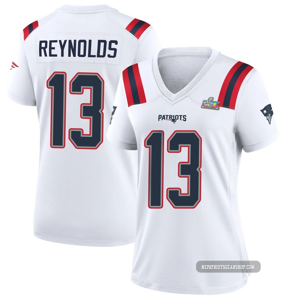 Craig Reynolds ＃13 New England Patriots Game Super Bowl LX Patch Jersey - Women's White