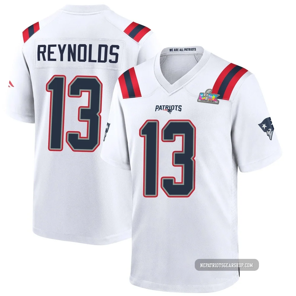 Craig Reynolds ＃13 New England Patriots Game Super Bowl LX Patch Jersey - Youth White