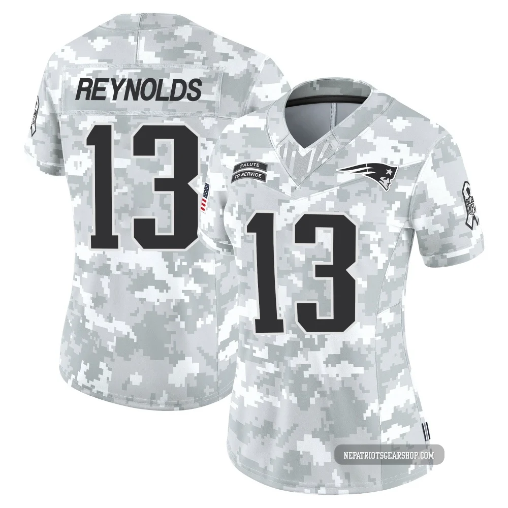 Craig Reynolds ＃13 New England Patriots Limited 2024 Salute to Service Jersey - Women's Arctic Camo
