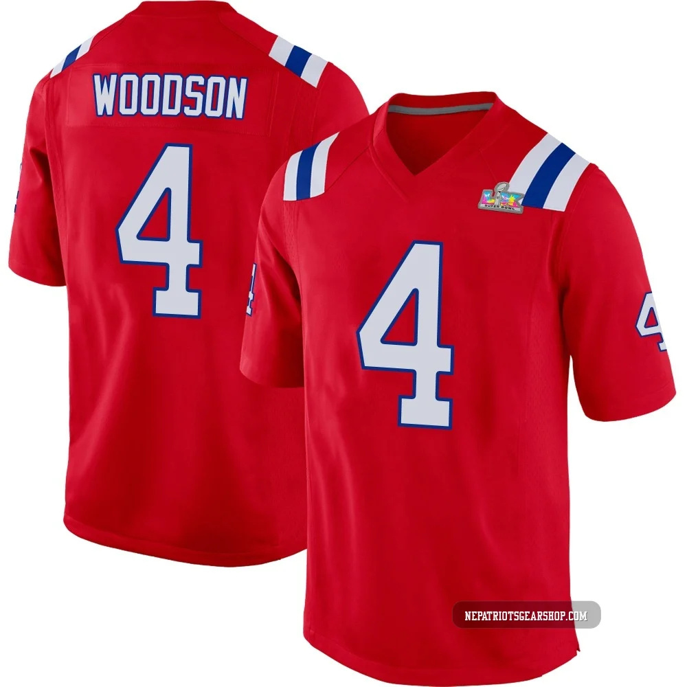 Craig Woodson ＃4 New England Patriots Game Alternate Super Bowl LX Patch Jersey - Men's Red