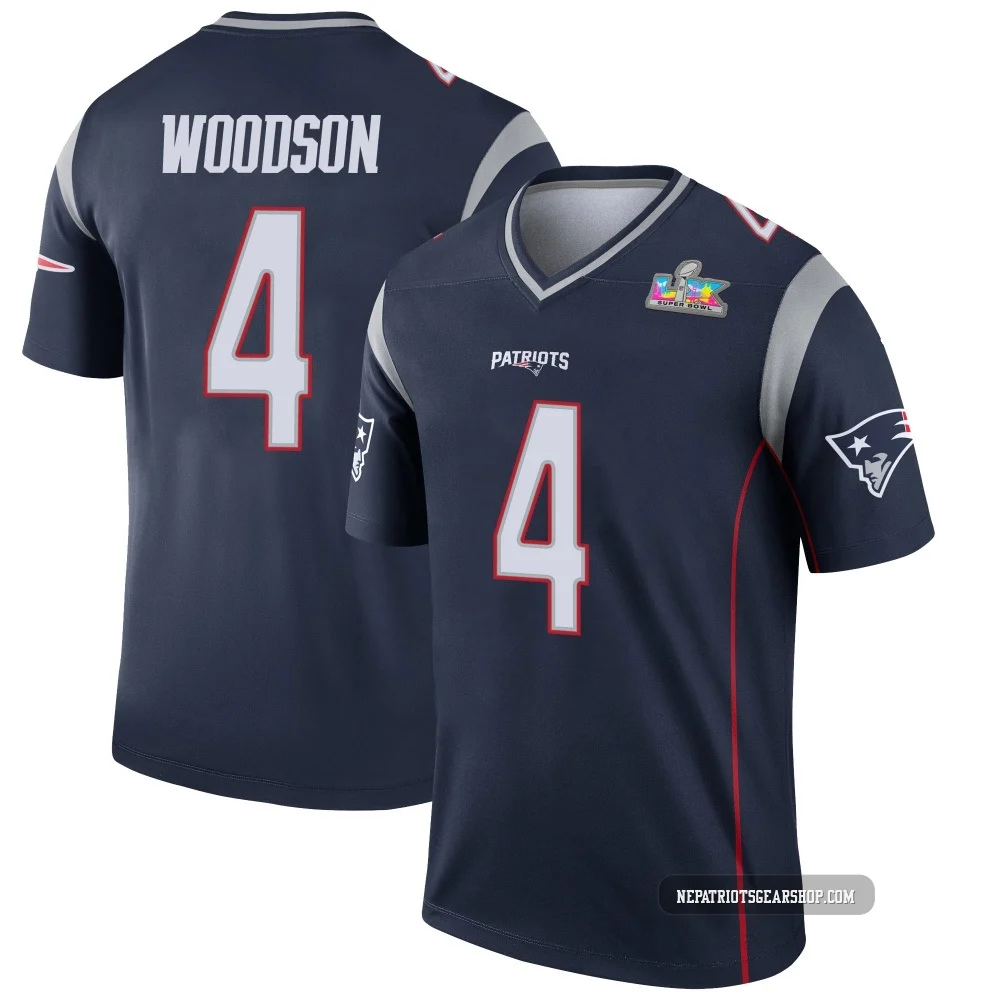 Craig Woodson ＃4 New England Patriots Legend Super Bowl LX Patch Jersey - Youth Navy