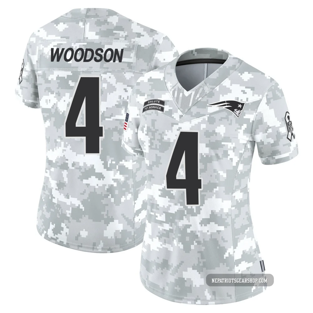 Craig Woodson ＃4 New England Patriots Limited 2024 Salute to Service Jersey - Women's Arctic Camo