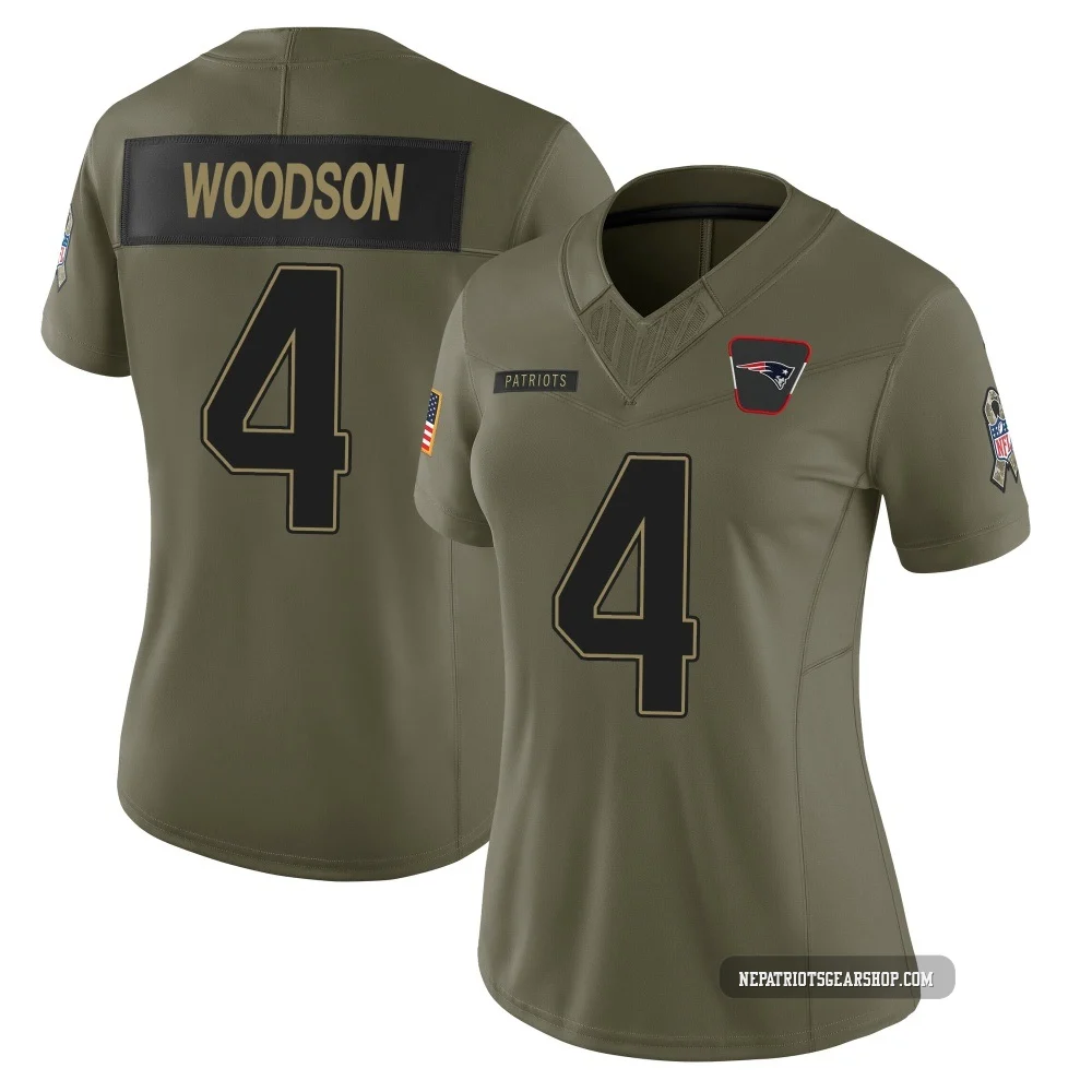 Craig Woodson ＃4 New England Patriots Limited 2025 Salute to Service Jersey - Women's Olive