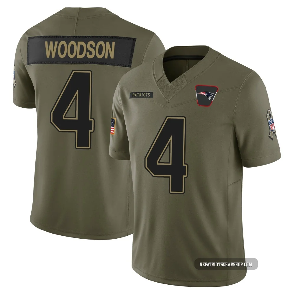 Craig Woodson ＃4 New England Patriots Limited 2025 Salute to Service Jersey - Youth Olive