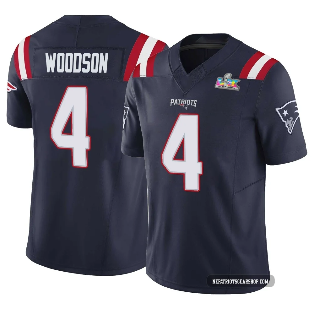 Craig Woodson ＃4 New England Patriots Limited Vapor F.U.S.E. Super Bowl LX Patch Jersey - Men's Navy
