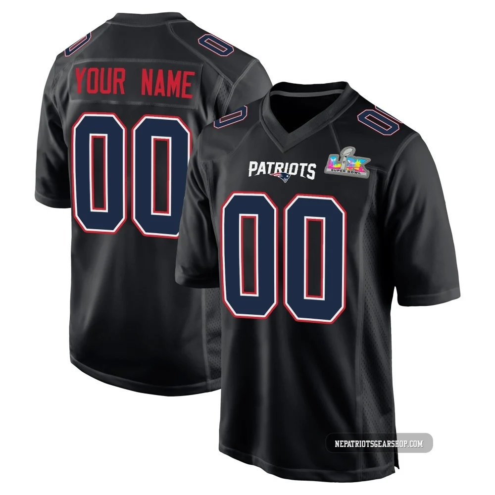 Custom ＃00 New England Patriots Game Carbon Fashion Super Bowl LX Patch Jersey - Men's Black