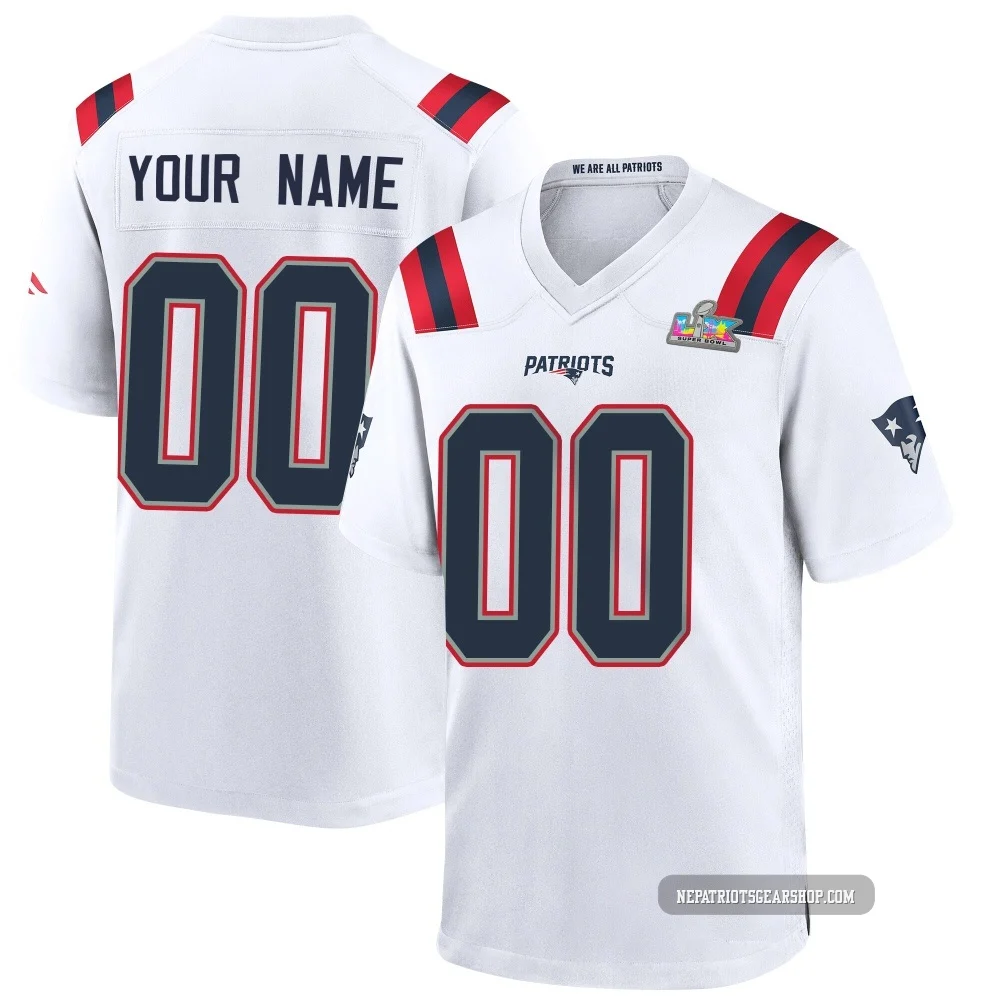 Custom ＃00 New England Patriots Game Super Bowl LX Patch Jersey - Men's White