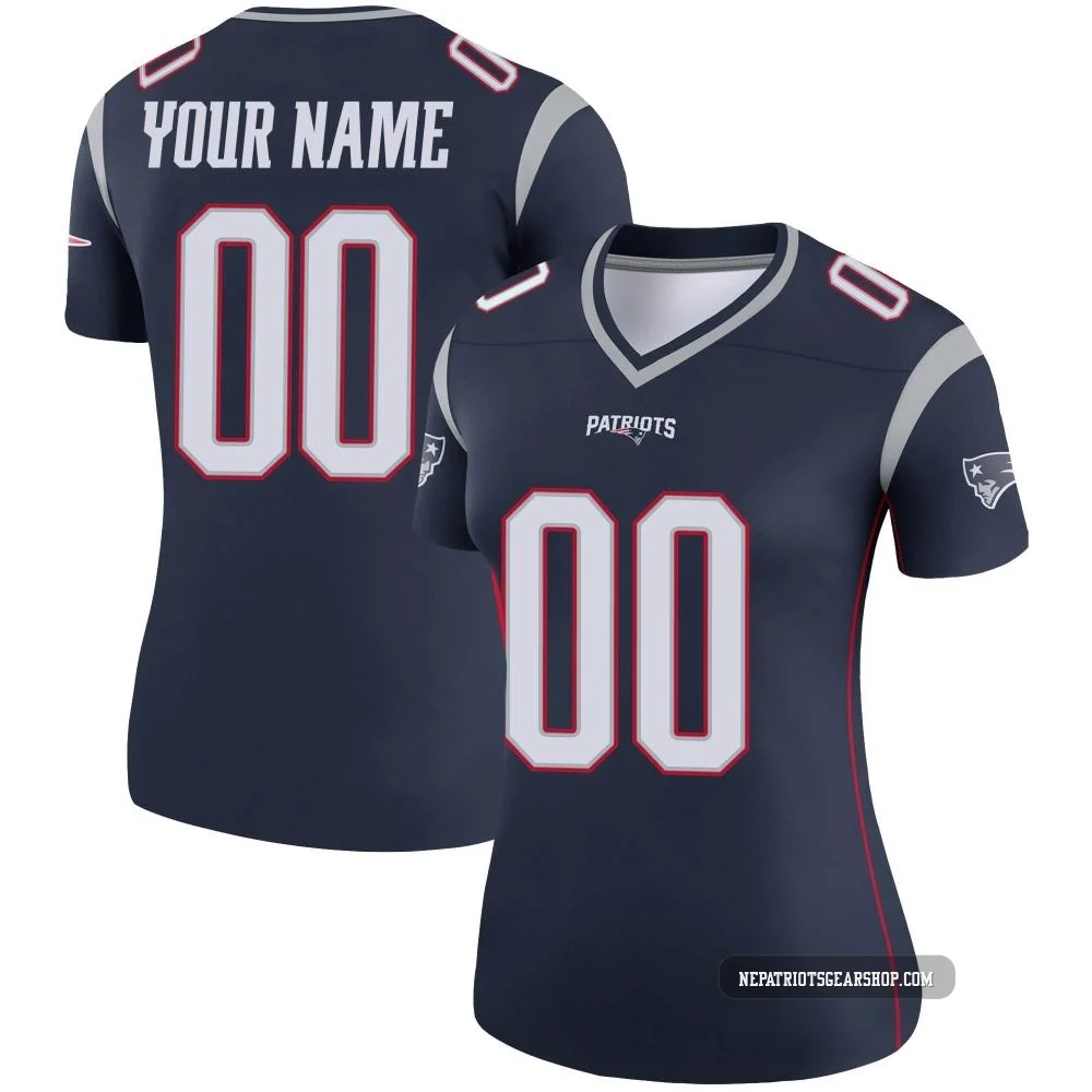 Custom ＃00 New England Patriots Legend Jersey - Women's Navy