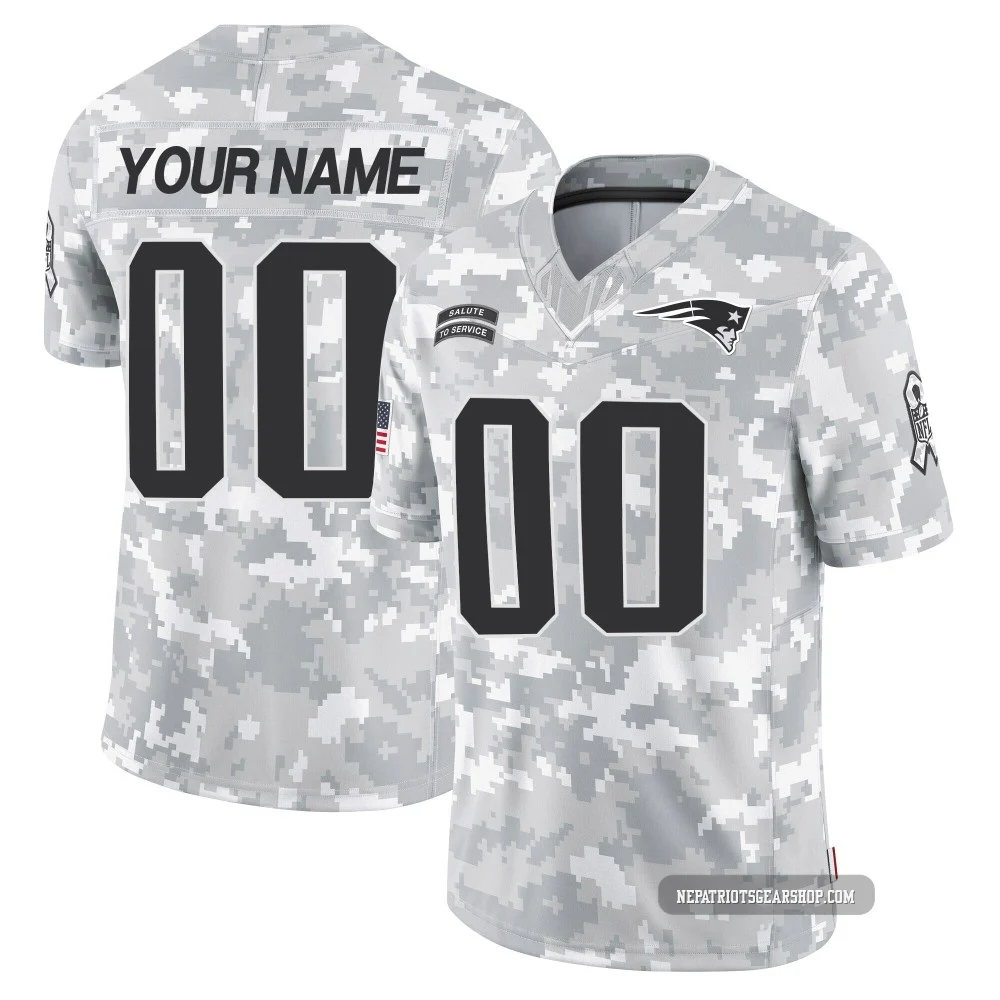 Custom ＃00 New England Patriots Limited 2024 Salute to Service Jersey - Youth Arctic Camo