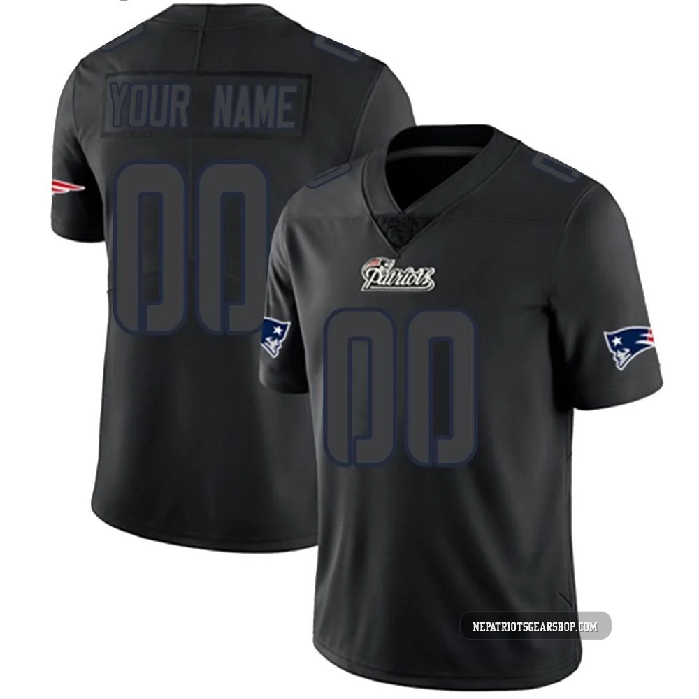 Custom ＃00 New England Patriots Limited Jersey - Men's Black Impact