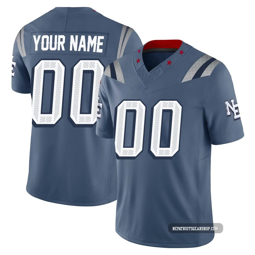 Custom ＃00 New England Patriots Limited Storm 2025 Rivalries Collection Jersey - Youth Blue