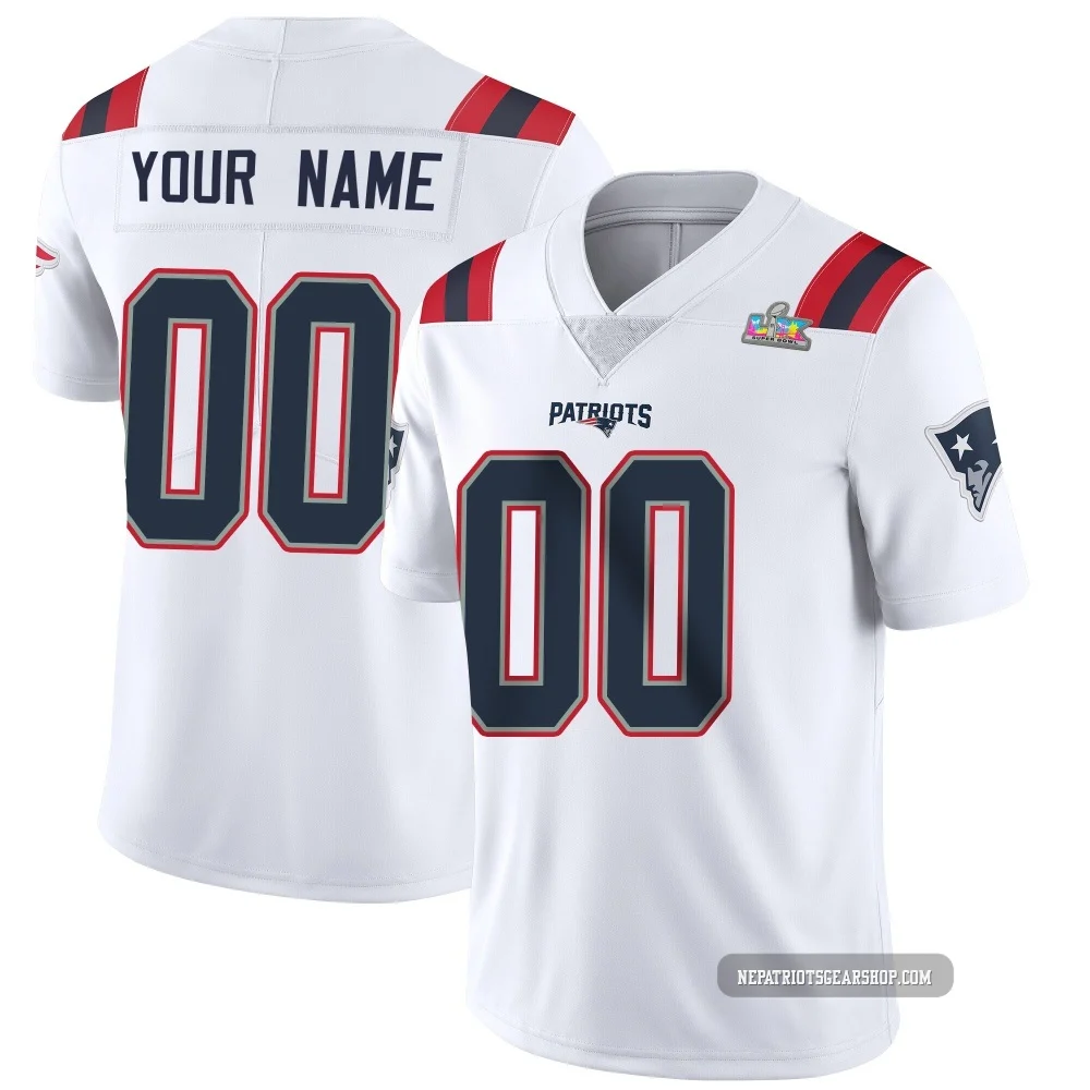 Custom ＃00 New England Patriots Limited Vapor Untouchable Super Bowl LX Patch Jersey - Youth White
