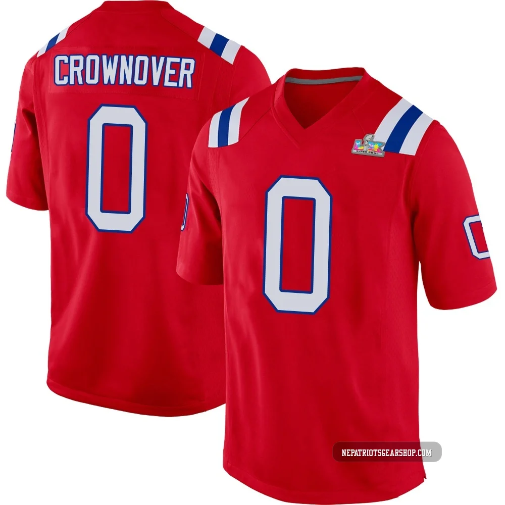 Dametrious Crownover ＃0 New England Patriots Game Alternate Super Bowl LX Patch Jersey - Men's Red