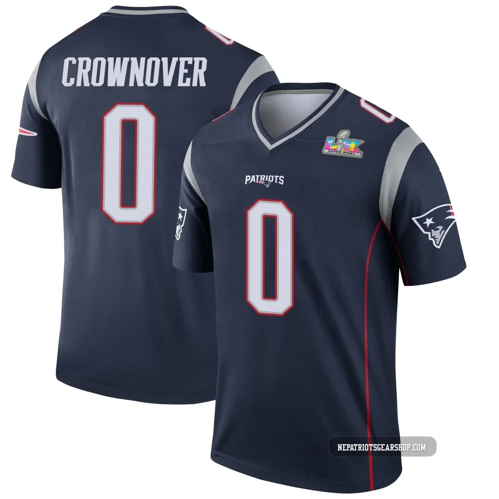 Dametrious Crownover ＃0 New England Patriots Legend Super Bowl LX Patch Jersey - Men's Navy