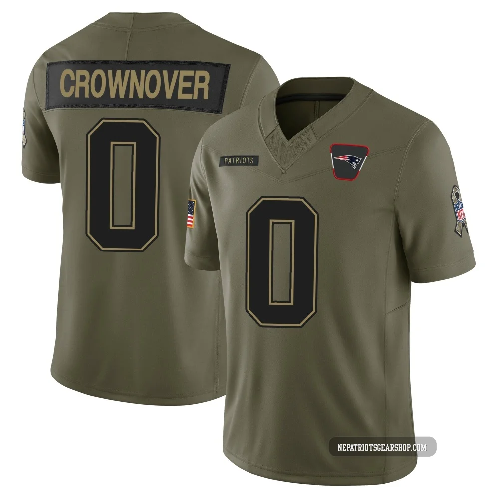 Dametrious Crownover ＃0 New England Patriots Limited 2025 Salute to Service Jersey - Men's Olive