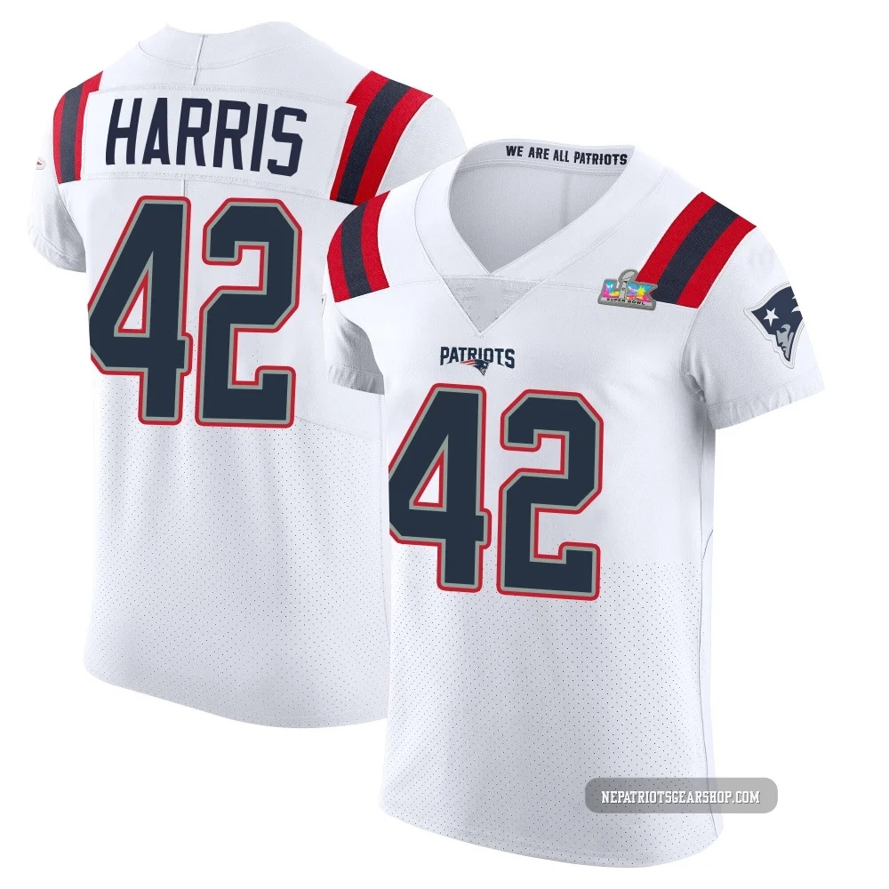 Darius Harris ＃42 New England Patriots Elite Vapor Untouchable Super Bowl LX Patch Jersey - Men's White