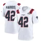 Darius Harris ＃42 New England Patriots Game Super Bowl LX Patch Jersey - Youth White