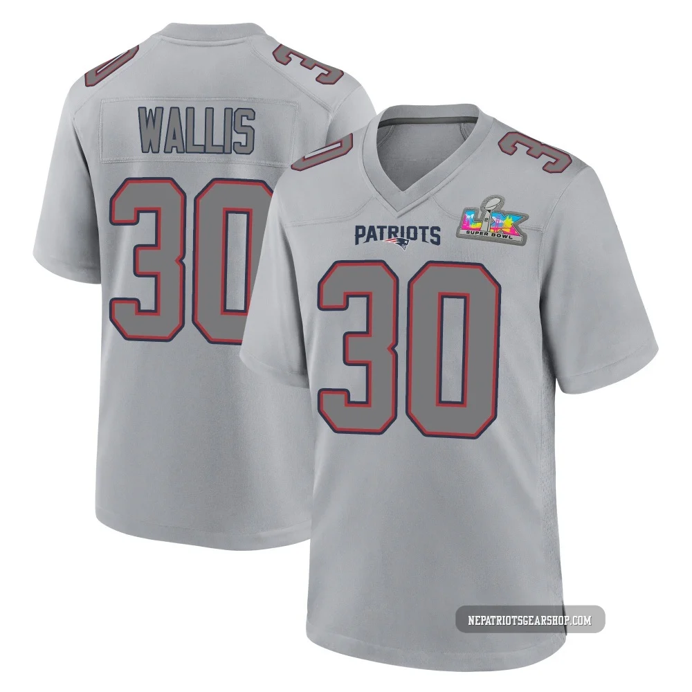 David Wallis ＃30 New England Patriots Game Silver Atmosphere Fashion Super Bowl LX Patch Jersey - Men's