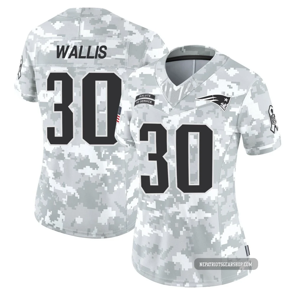 David Wallis ＃30 New England Patriots Limited 2024 Salute to Service Jersey - Women's Arctic Camo