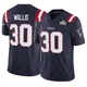 David Wallis ＃30 New England Patriots Limited Vapor F.U.S.E. Super Bowl LX Patch Jersey - Youth Navy