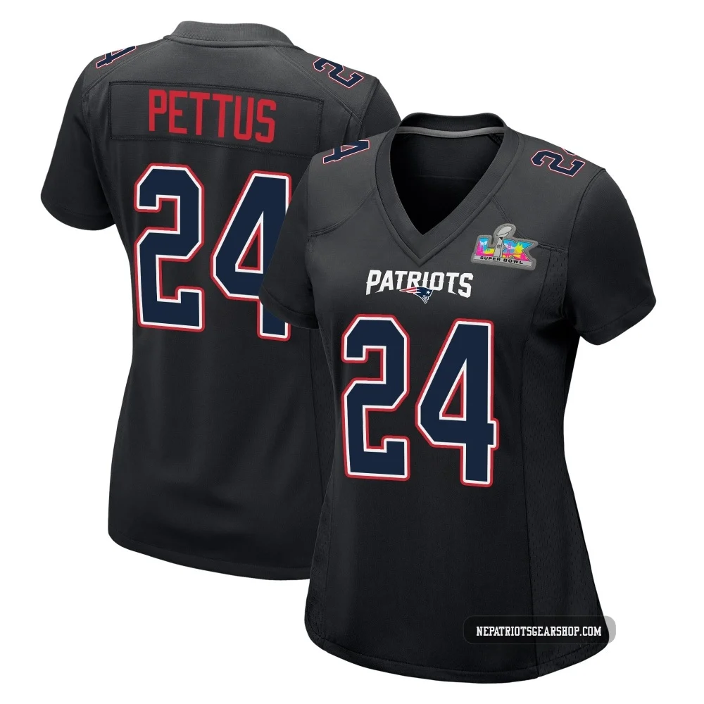 Dell Pettus ＃24 New England Patriots Game Carbon Fashion Super Bowl LX Patch Jersey - Women's Black