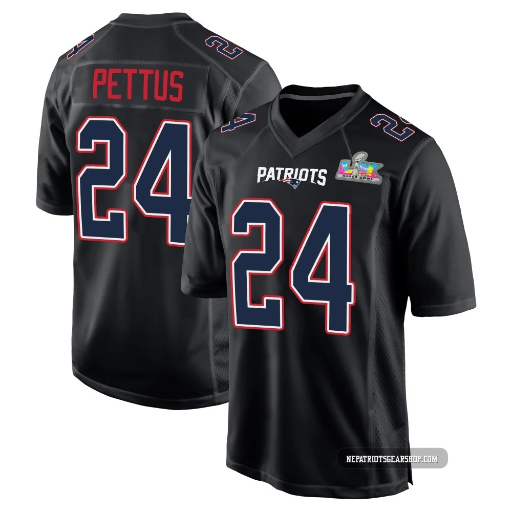 Dell Pettus ＃24 New England Patriots Game Carbon Fashion Super Bowl LX Patch Jersey - Youth Black