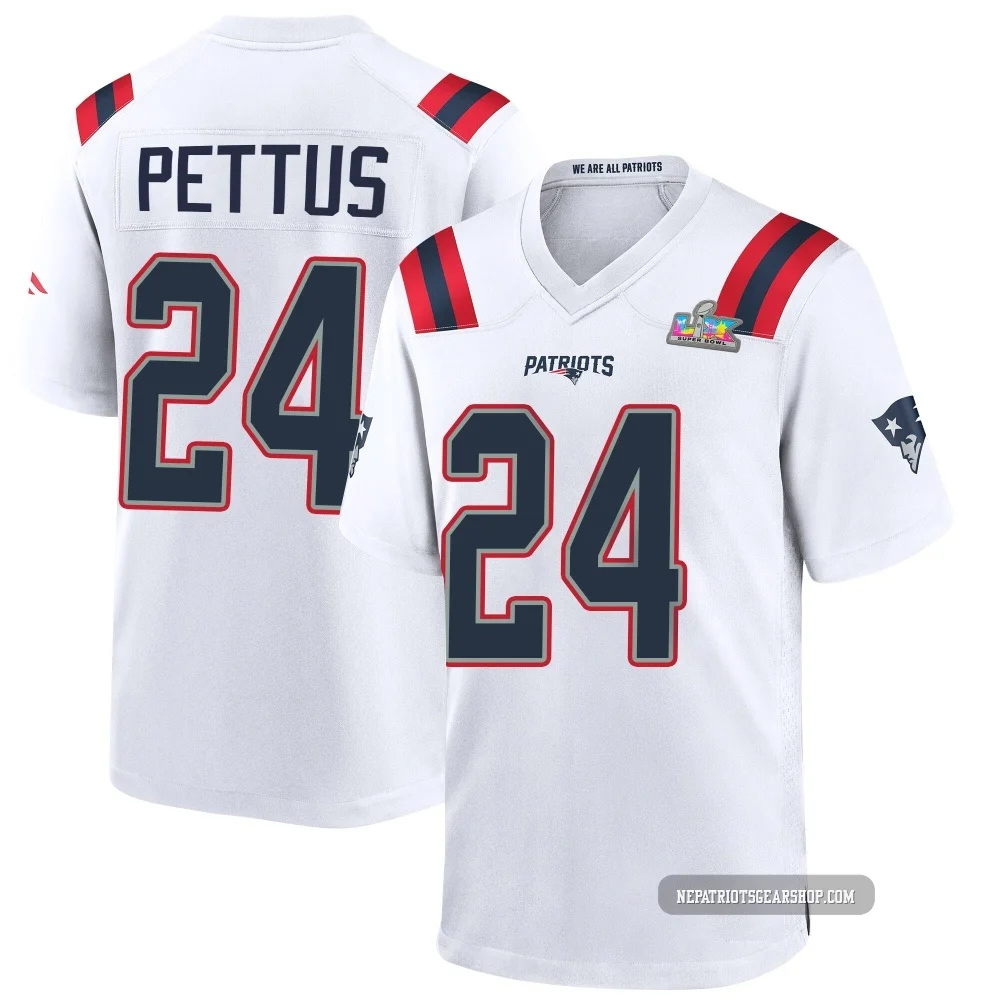 Dell Pettus ＃24 New England Patriots Game Super Bowl LX Patch Jersey - Youth White