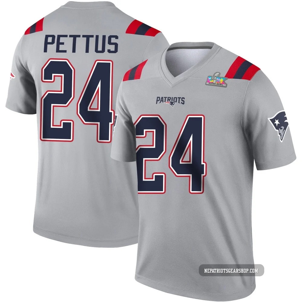 Dell Pettus ＃24 New England Patriots Legend Inverted Super Bowl LX Patch Jersey - Youth Gray