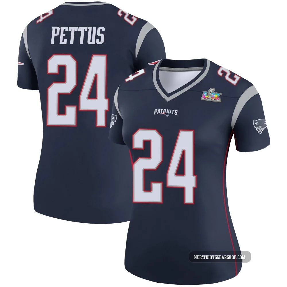 Dell Pettus ＃24 New England Patriots Legend Super Bowl LX Patch Jersey - Women's Navy