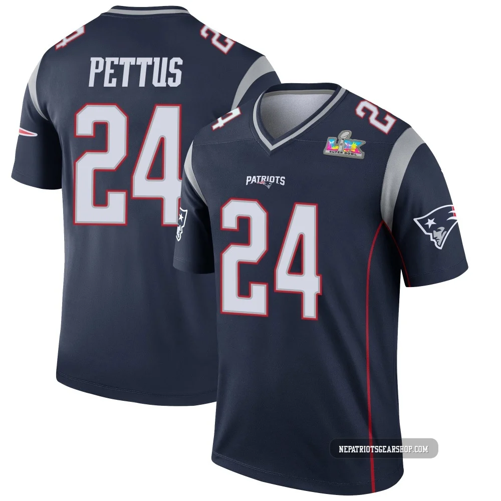 Dell Pettus ＃24 New England Patriots Legend Super Bowl LX Patch Jersey - Youth Navy