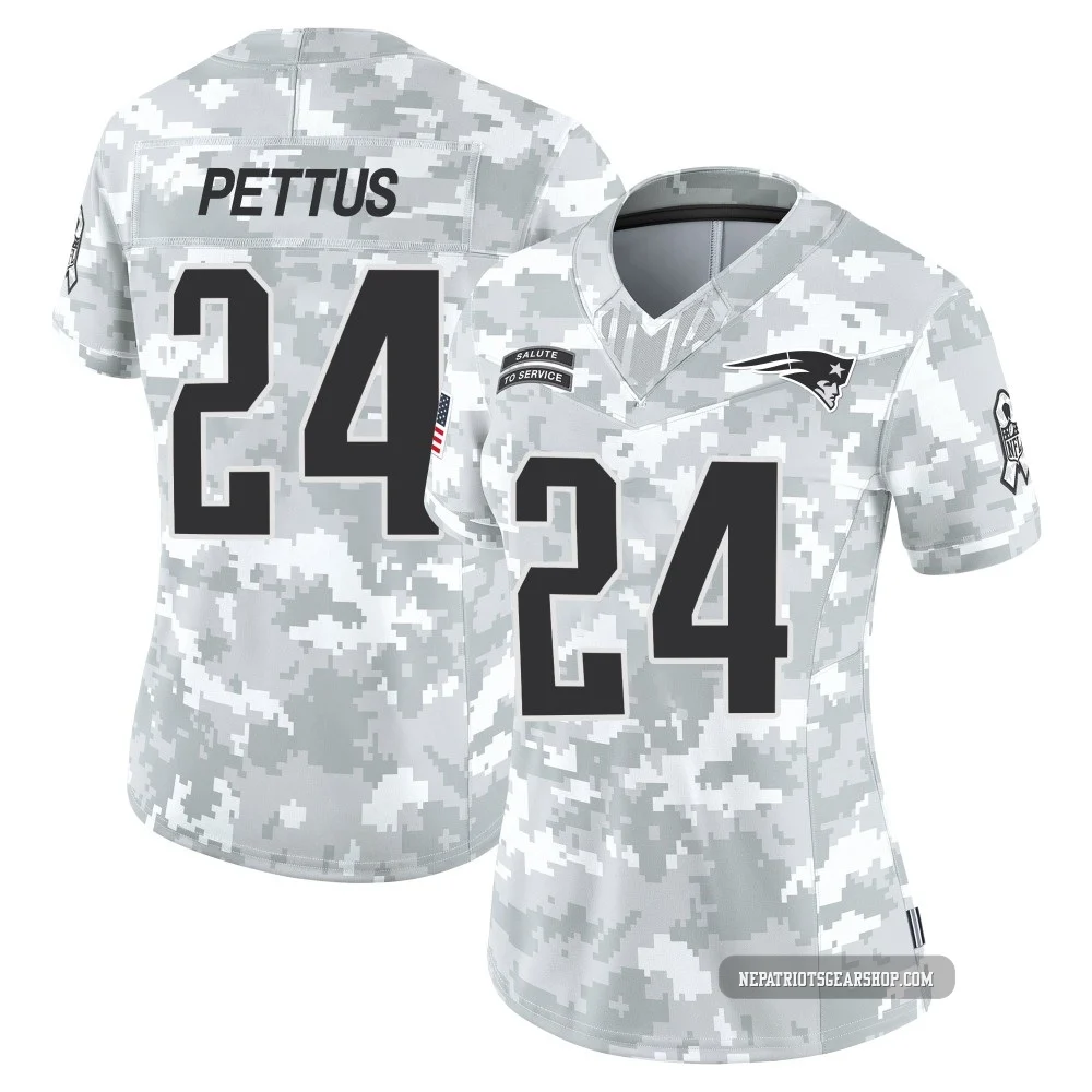 Dell Pettus ＃24 New England Patriots Limited 2024 Salute to Service Jersey - Women's Arctic Camo