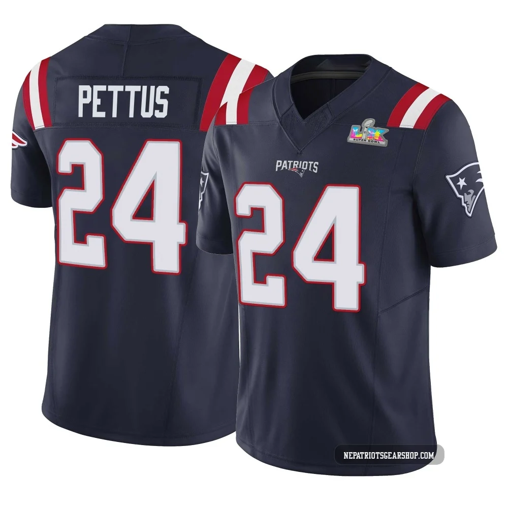 Dell Pettus ＃24 New England Patriots Limited Vapor F.U.S.E. Super Bowl LX Patch Jersey - Men's Navy