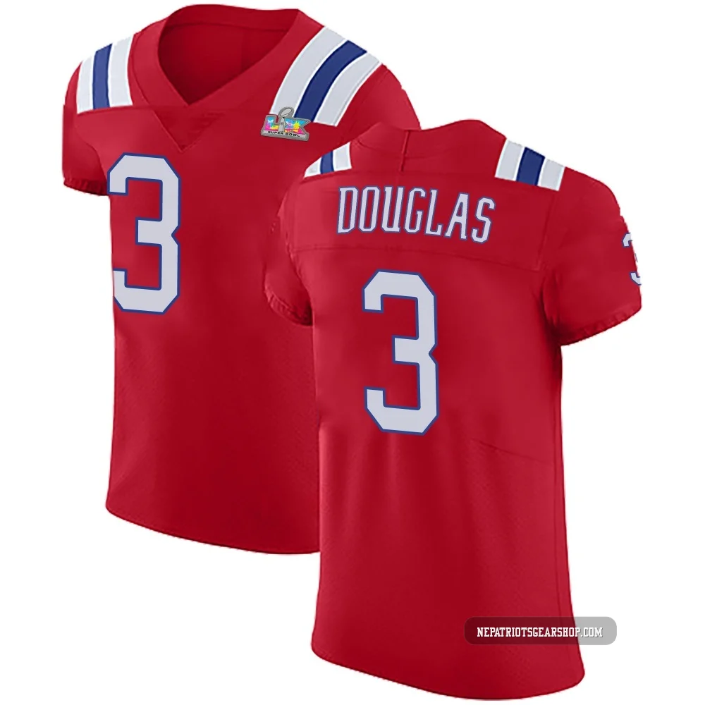 DeMario Douglas ＃3 New England Patriots Elite Vapor Untouchable Alternate Super Bowl LX Patch Jersey - Men's Red