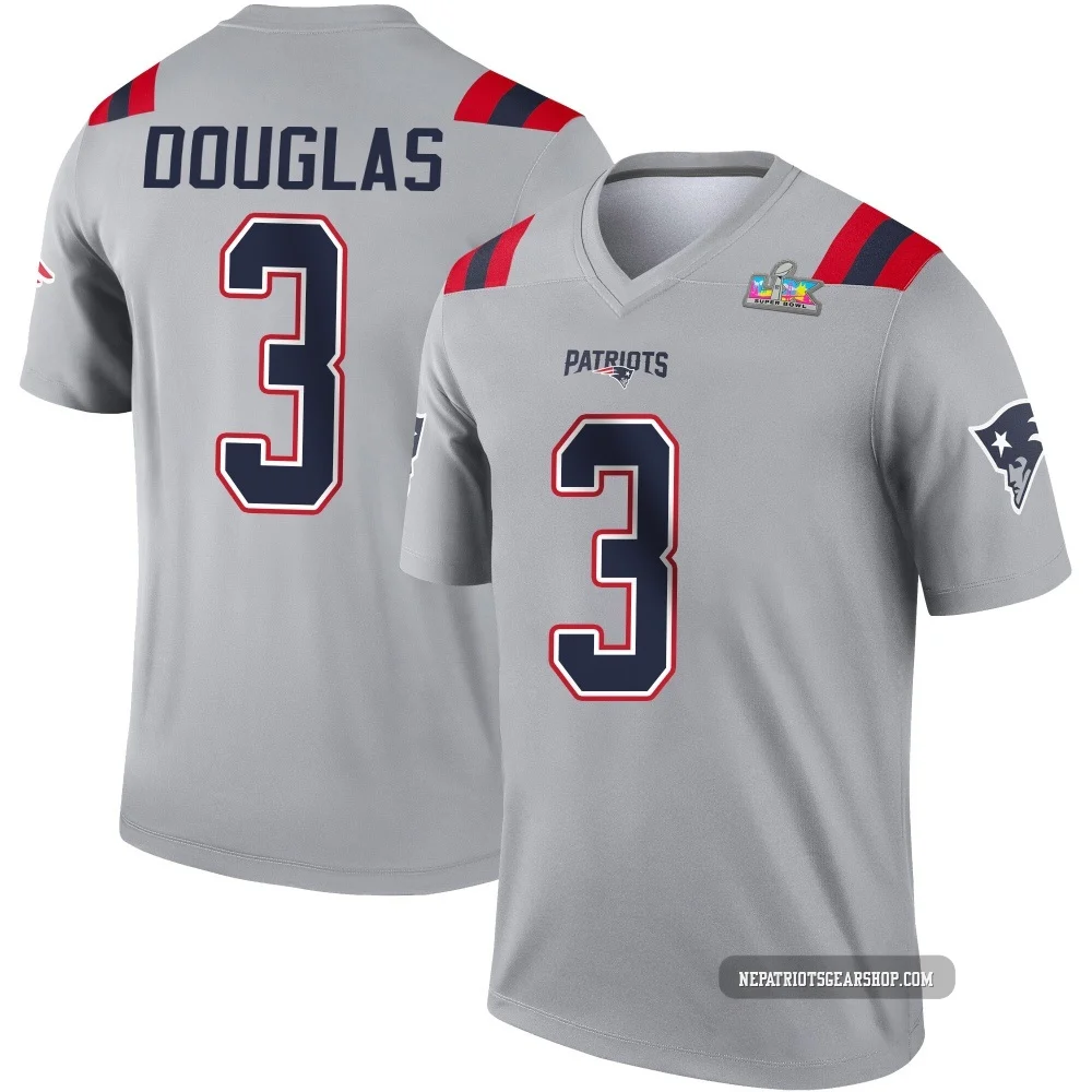 DeMario Douglas ＃3 New England Patriots Legend Inverted Super Bowl LX Patch Jersey - Men's Gray