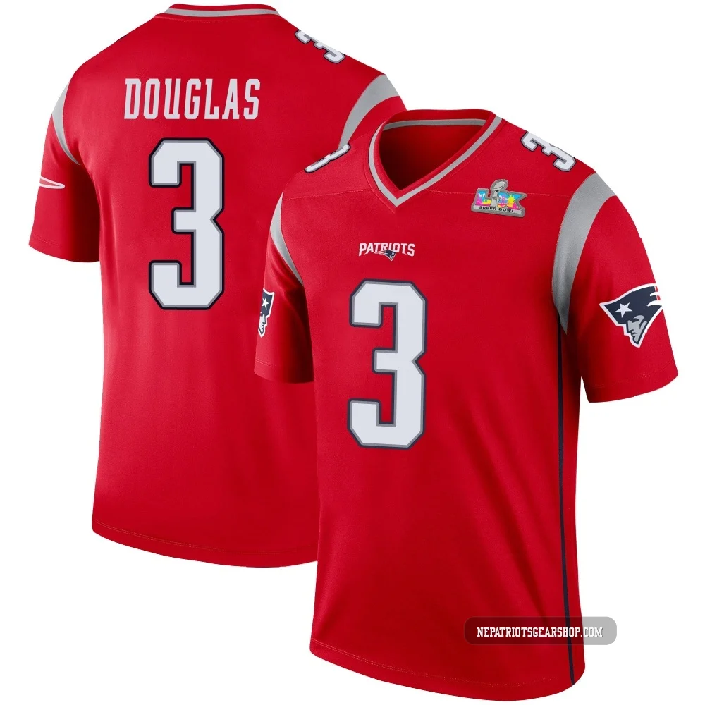 DeMario Douglas ＃3 New England Patriots Legend Inverted Super Bowl LX Patch Jersey - Men's Red