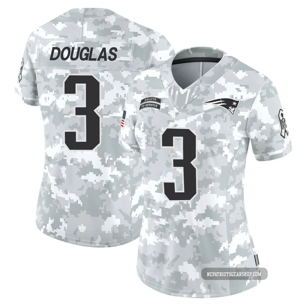 DeMario Douglas ＃3 New England Patriots Limited 2024 Salute to Service Jersey - Women's Arctic Camo