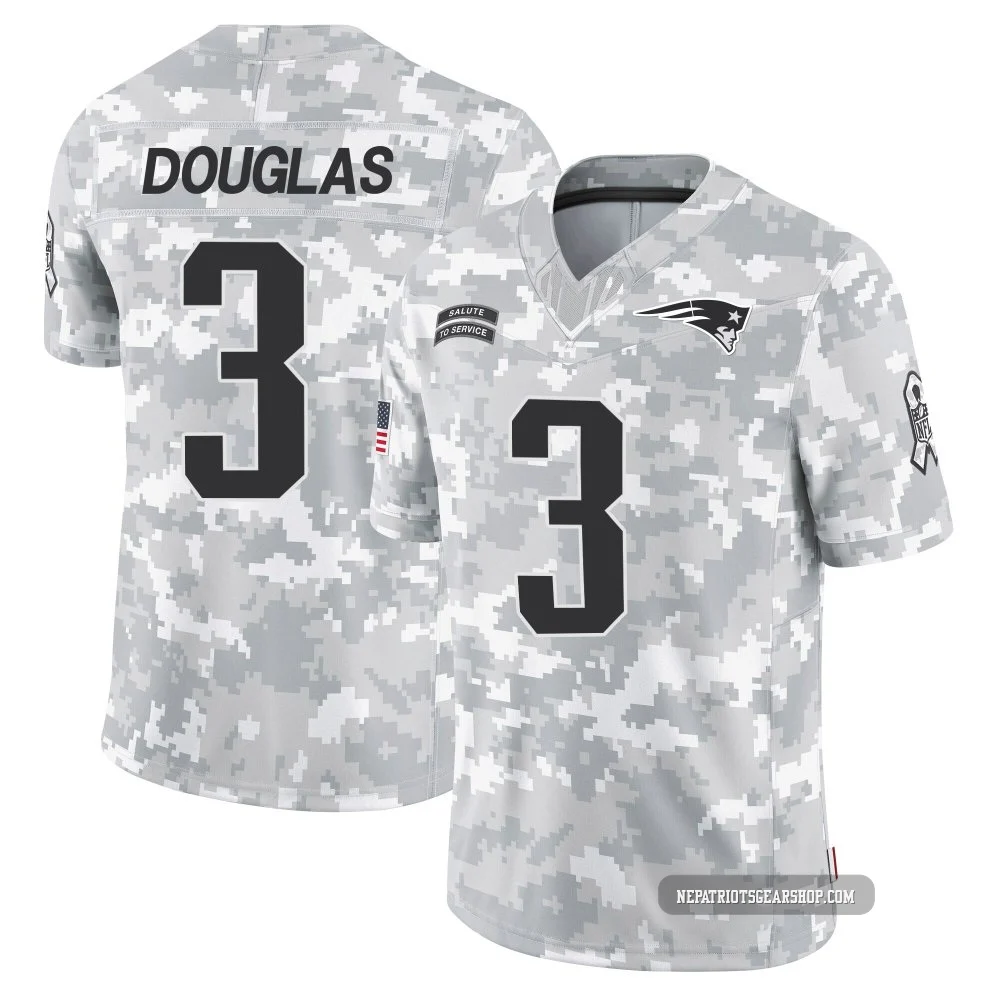 DeMario Douglas ＃3 New England Patriots Limited 2024 Salute to Service Jersey - Youth Arctic Camo