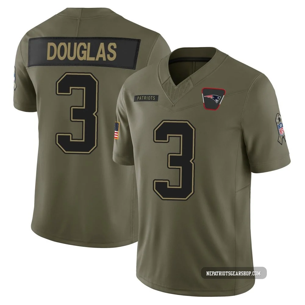 DeMario Douglas ＃3 New England Patriots Limited 2025 Salute to Service Jersey - Men's Olive