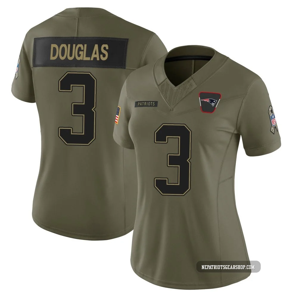 DeMario Douglas ＃3 New England Patriots Limited 2025 Salute to Service Jersey - Women's Olive