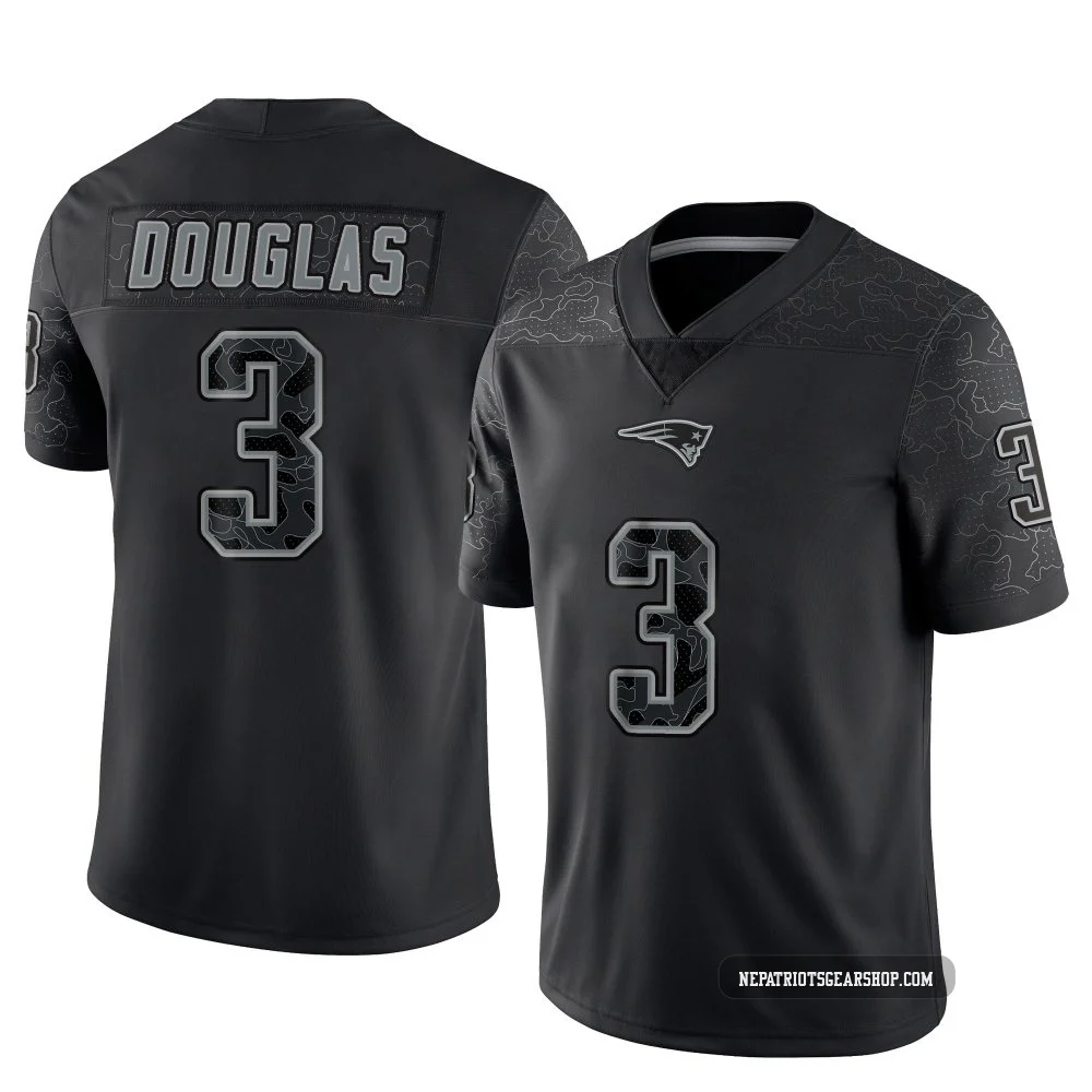 DeMario Douglas ＃3 New England Patriots Limited Reflective Jersey - Youth Black