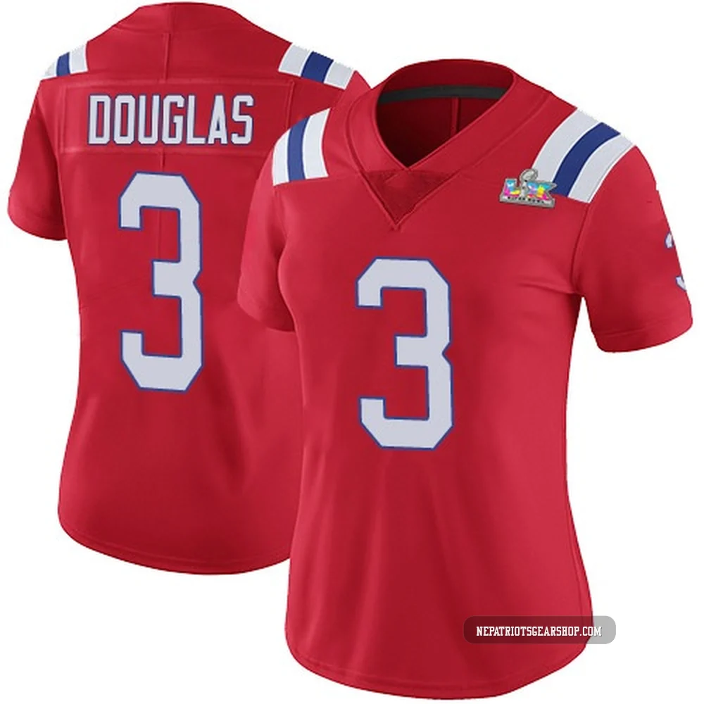 DeMario Douglas ＃3 New England Patriots Limited Vapor Untouchable Alternate Super Bowl LX Patch Jersey - Women's Red