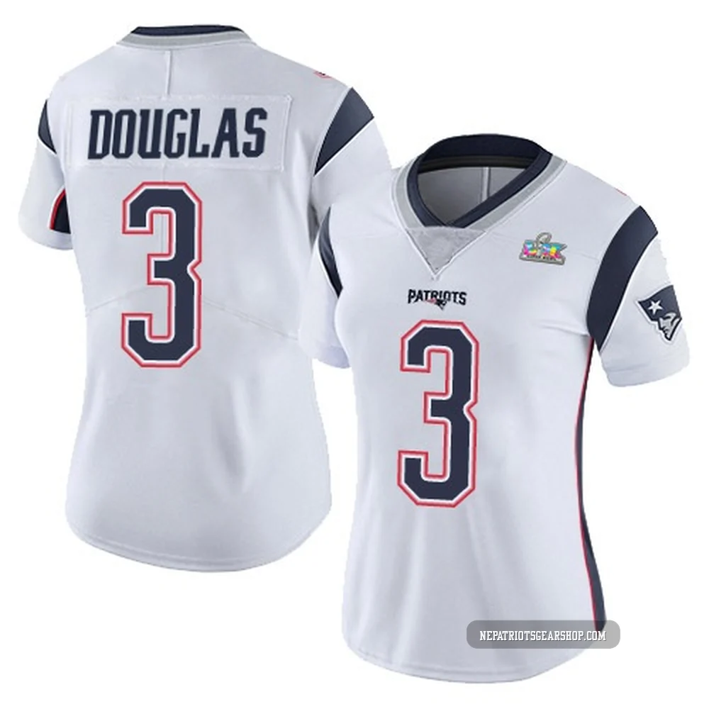 DeMario Douglas ＃3 New England Patriots Limited Vapor Untouchable Super Bowl LX Patch Jersey - Women's White