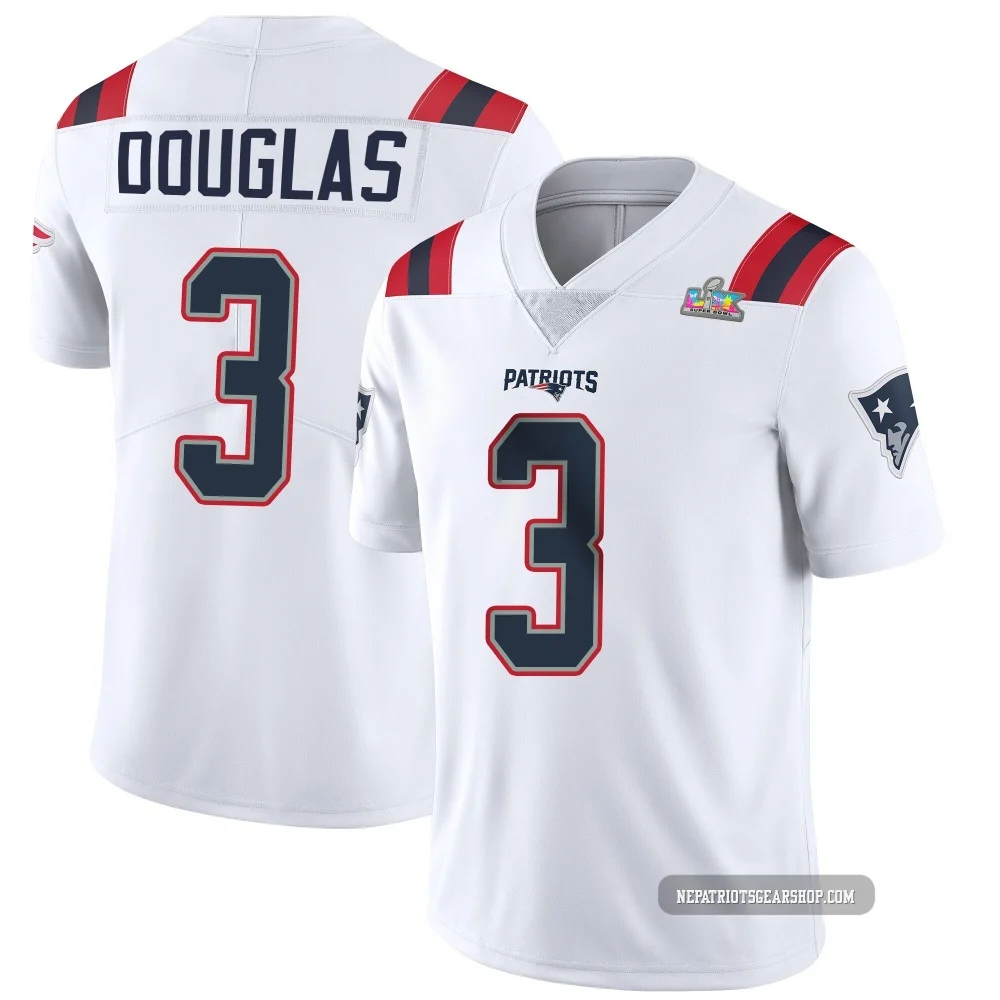 DeMario Douglas ＃3 New England Patriots Limited Vapor Untouchable Super Bowl LX Patch Jersey - Youth White
